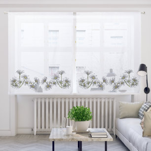 simple minimal white daisy watercolour sheer curtains