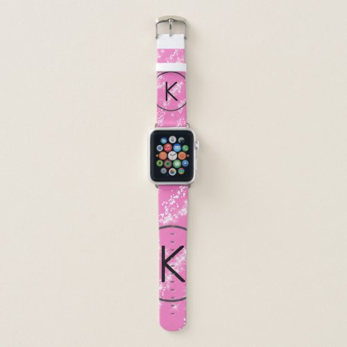 simple minimal white monogram pink glitter waterco apple watch band