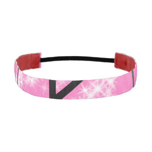 simple minimal white monogram pink glitter waterco athletic headband