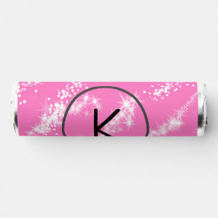 simple minimal white monogram pink glitter waterco breath savers® mints