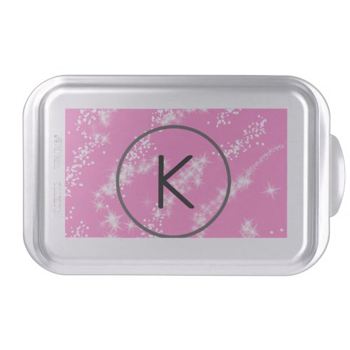 simple minimal white monogram pink glitter waterco cake pan