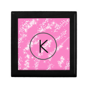 simple minimal white monogram pink glitter waterco gift box