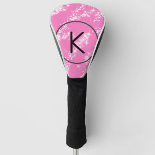 simple minimal white monogram pink glitter waterco golf head cover