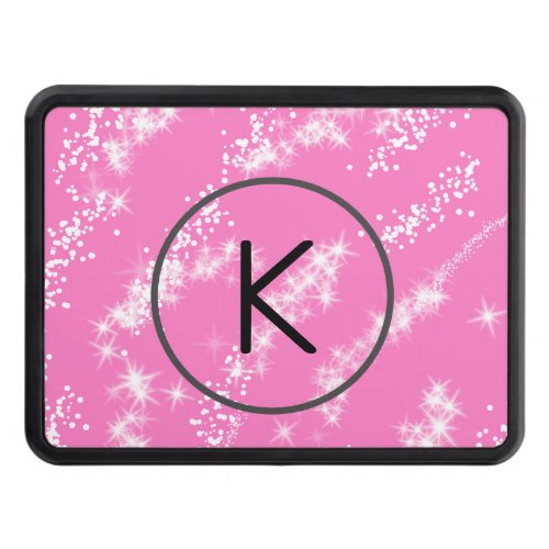 simple minimal white monogram pink glitter waterco hitch cover