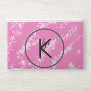 simple minimal white monogram pink glitter waterco HP laptop skin