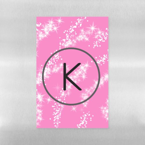 simple minimal white monogram pink glitter waterco magnetic dry erase sheet