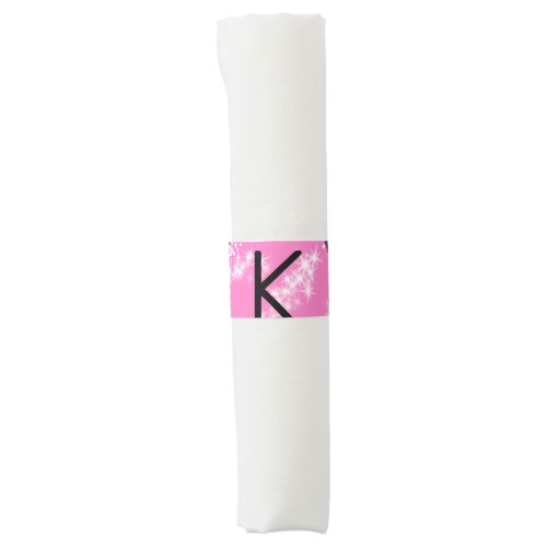 simple minimal white monogram pink glitter waterco napkin bands
