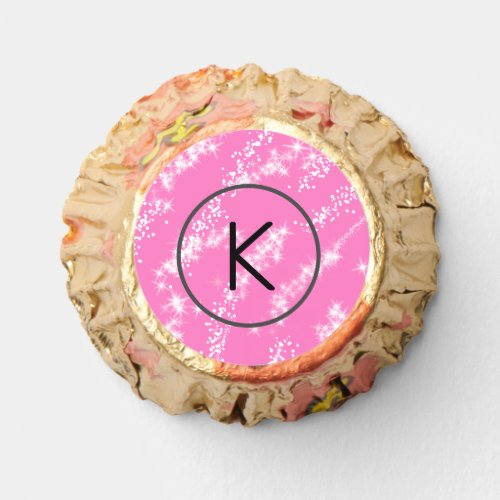 simple minimal white monogram pink glitter waterco reeses peanut butter cups