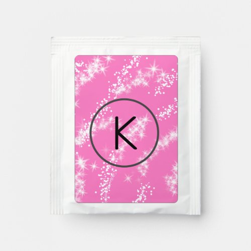 simple minimal white monogram pink glitter waterco tea bag drink mix