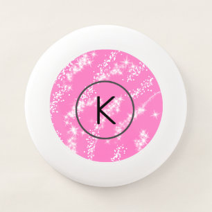 simple minimal white monogram pink glitter waterco Wham-O frisbee