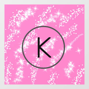 simple minimal white monogram pink glitter waterco window cling