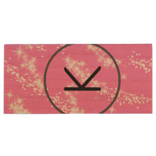 simple minimal white monogram pink glitter waterco wood flash drive