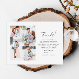 Simple Minimal White Wedding Photo Thank You Postcard