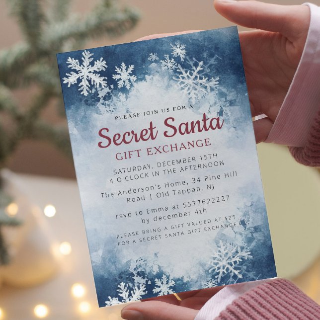Simple Minimal Winter Secret Santa Christmas Party Invitation (Creator Uploaded)