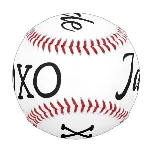 Simple minimal xoxo love add your text name throw baseball