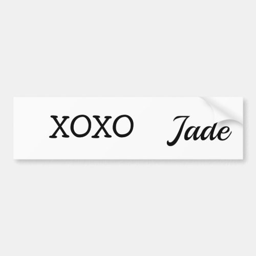 Simple minimal xoxo love add your text name  throw bumper sticker