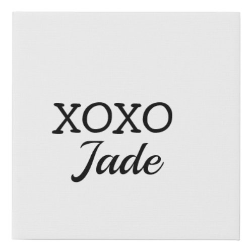 Simple minimal xoxo love add your text name  throw faux canvas print
