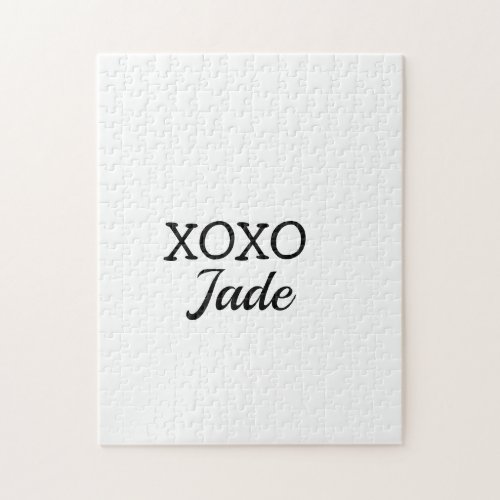 Simple minimal xoxo love add your text name  throw jigsaw puzzle