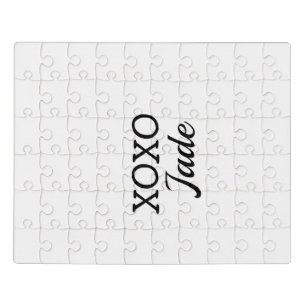 Simple minimal xoxo love add your text name throw jigsaw puzzle