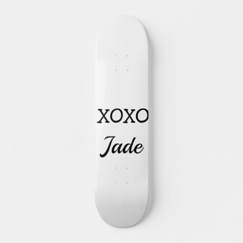 Simple minimal xoxo love add your text name  throw skateboard