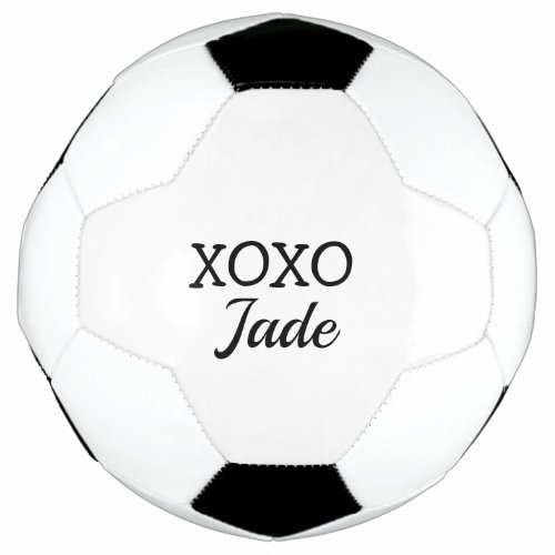 Simple minimal xoxo love add your text name  throw soccer ball