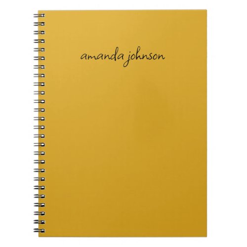 Simple Minimal Yellow Monogram Add Full Name Notebook