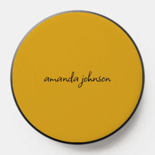 Simple Minimal Yellow Monogram Full Name PopSocket