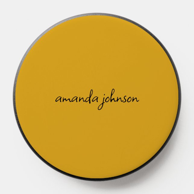 Simple Minimal Yellow Monogram Full Name PopSocket (Popsocket)