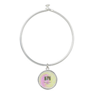 Simple minimal yellow pink sparkle add photo glitt bangle bracelet