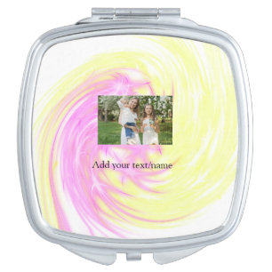 Simple minimal yellow pink sparkle add photo glitt compact mirror