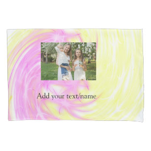 Simple minimal yellow pink sparkle add photo glitt pillow case