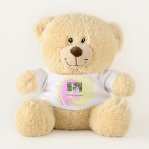 Simple minimal yellow pink sparkle add photo glitt teddy bear