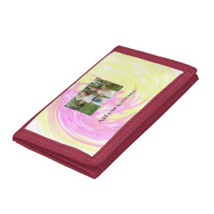 Simple minimal yellow pink sparkle add photo glitt tri-fold wallet