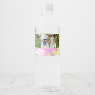 Simple minimal yellow pink sparkle add photo glitt water bottle label