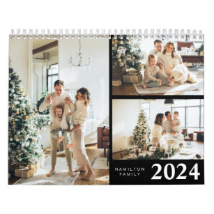 Simple Minimalist 2024 Family Photo Personalized Calendar
