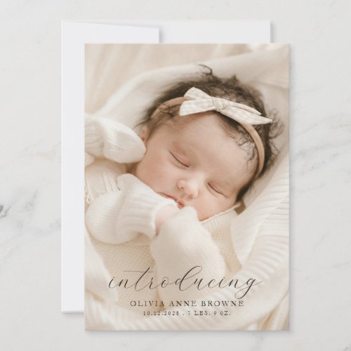 Simple Minimalist 2 Photo Birth Announcement