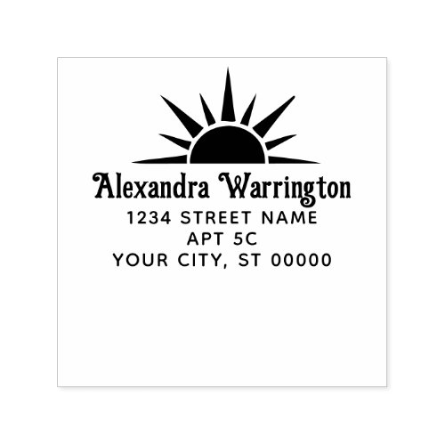 Simple Minimalist 35 Sunrise Name Return Address Self_inking Stamp