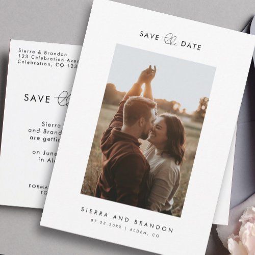 Simple Minimalist 3 Photo Collage Save the Date Announcement Postcard