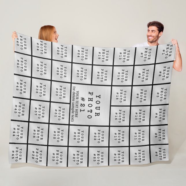 Simple Minimalist 45 Photo Collage Personalized Fleece Blanket (In Situ)