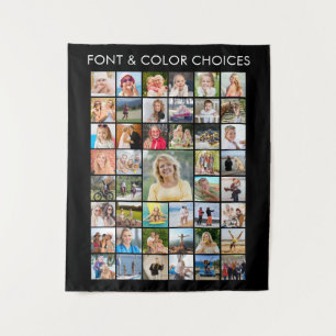 Simple Minimalist 45 Photo Collage Personalized Tapestry