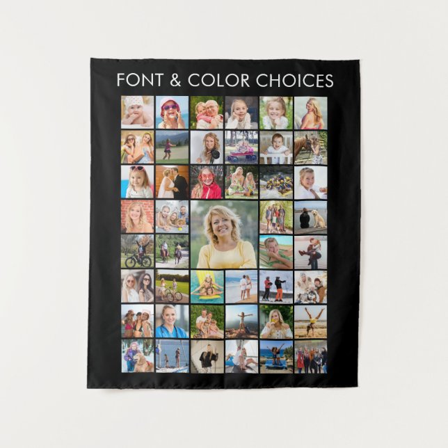 Simple Minimalist 45 Photo Collage Personalized Tapestry (Front)