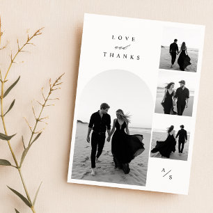 Simple Minimalist 4 Photo Wedding Thank You Card