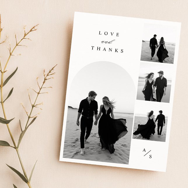 Simple Minimalist 4 Photo Wedding Thank You Card (Creator Uploaded)