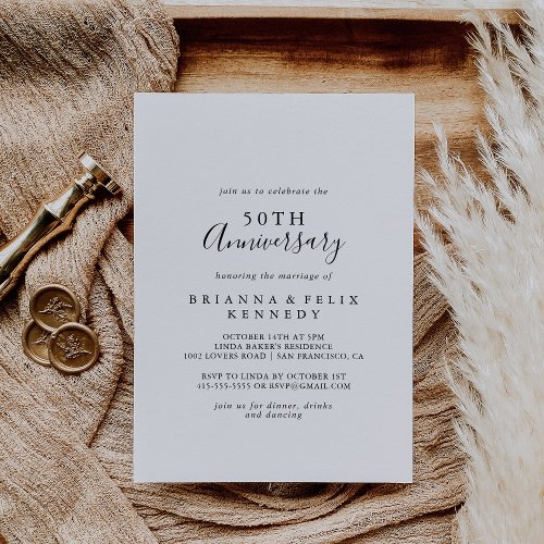 Simple Minimalist 50th Wedding Anniversary Invitation