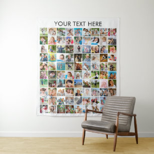 Simple Minimalist 90 Photo Collage Personalized Tapestry