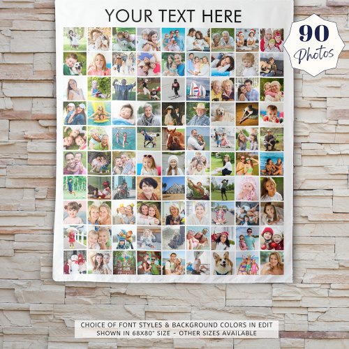 Simple Minimalist 90 Photo Collage Personalized Tapestry