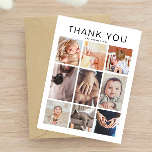 Simple Minimalist 9 Photo Collage New Baby Postcard