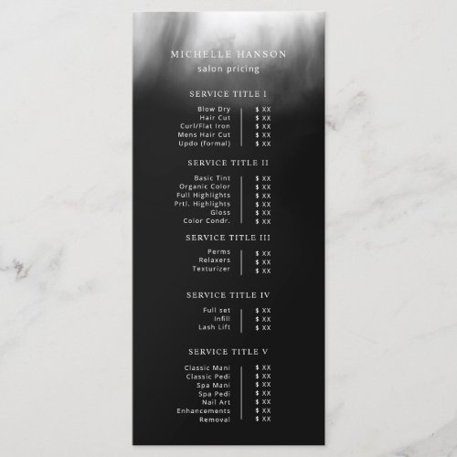 Simple Minimalist Abstract Black White Price List Menu