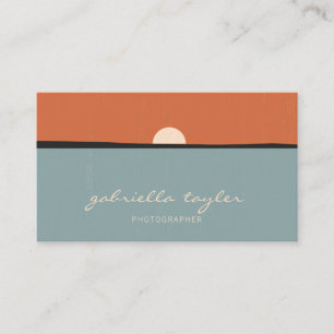 Simple Minimalist Abstract Sunset Photographer Business Card