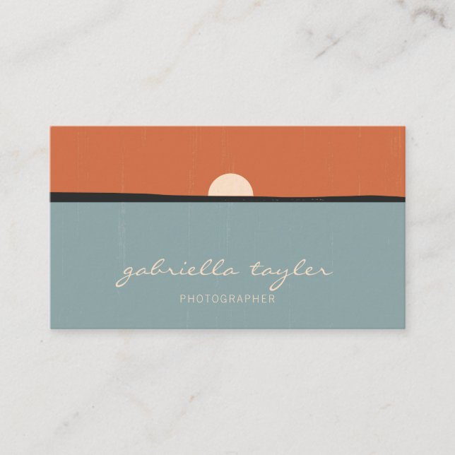 Simple Minimalist Abstract Sunset Photographer Business Card (Front)